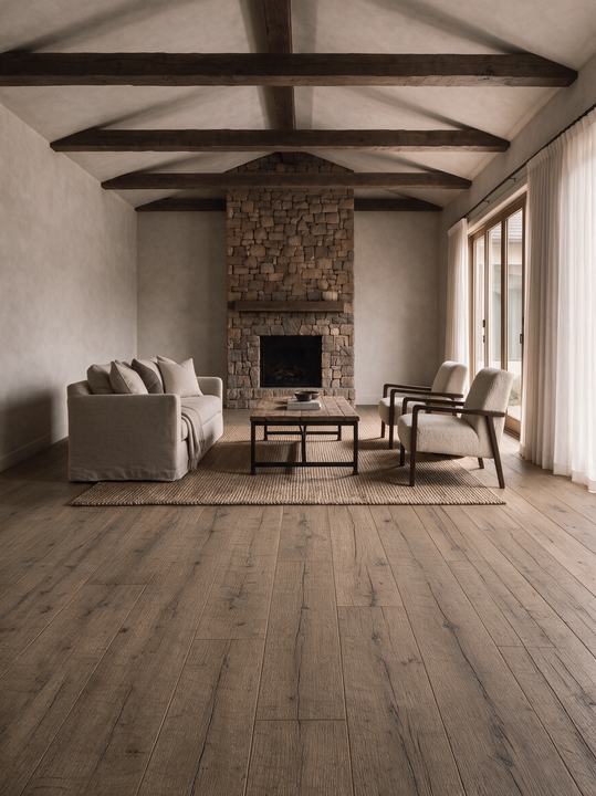 Reclaimed French white oak floor in a home