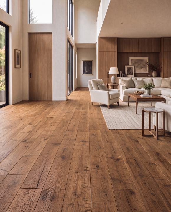 Reclaimed French white oak floor in a home