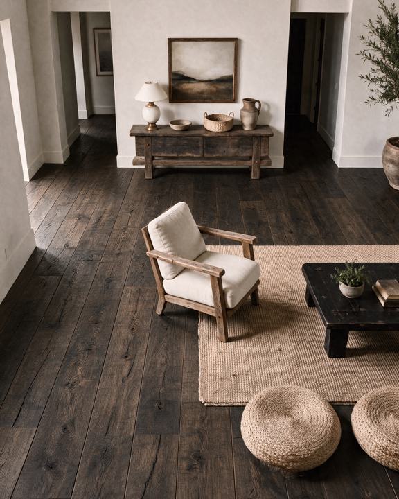 Reclaimed French white oak floor in a home