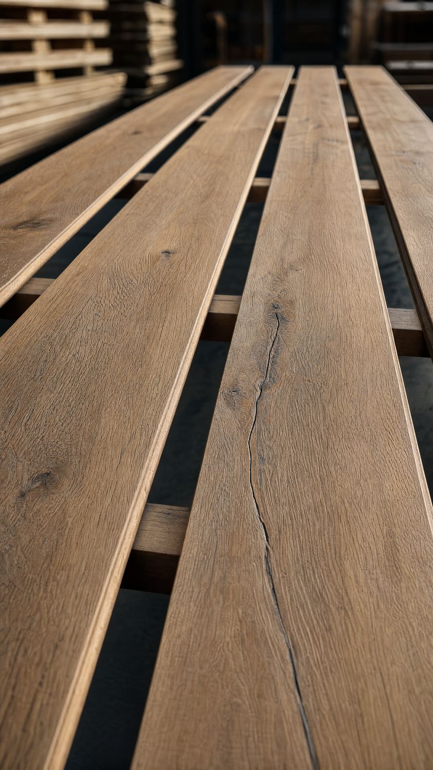 Reclaimed white oak planks, centuries old