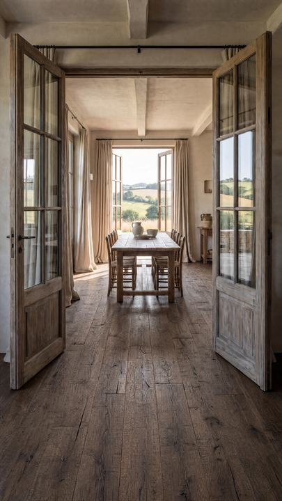 Reclaimed French white oak floor in a home