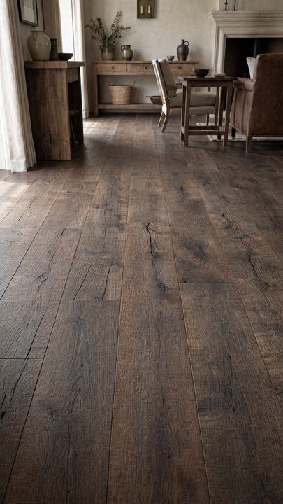 Reclaimed French white oak floor in a home
