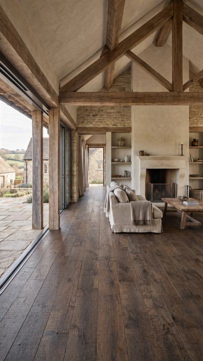 Reclaimed French white oak floor in a home