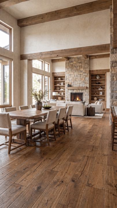 Reclaimed French white oak floor in a home