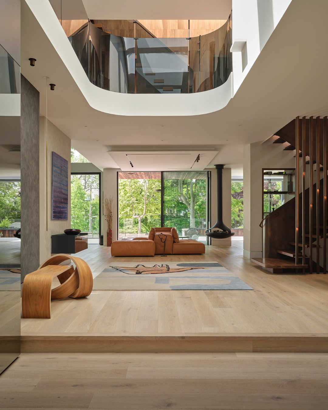 Memories of Versailles — wide oak floor in a double-height living room