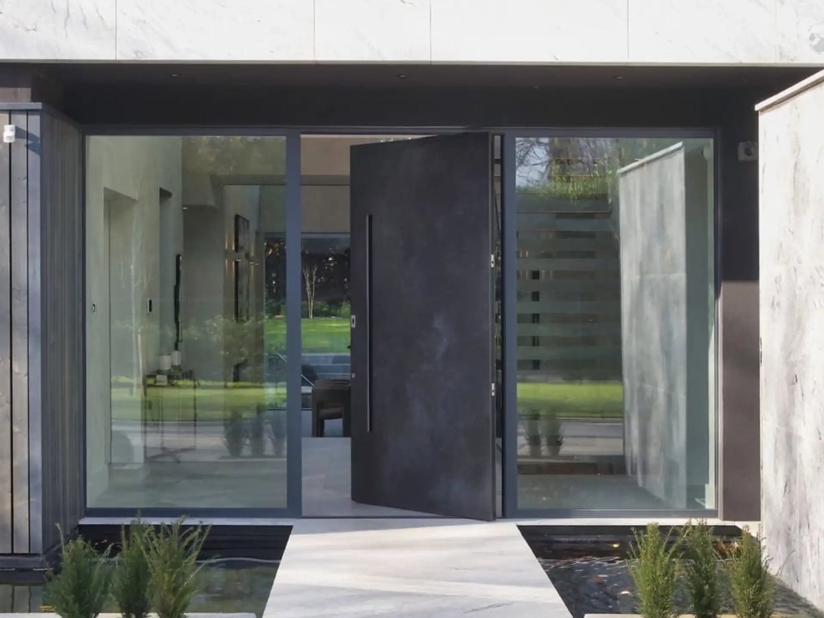 Opulence pivot entry door